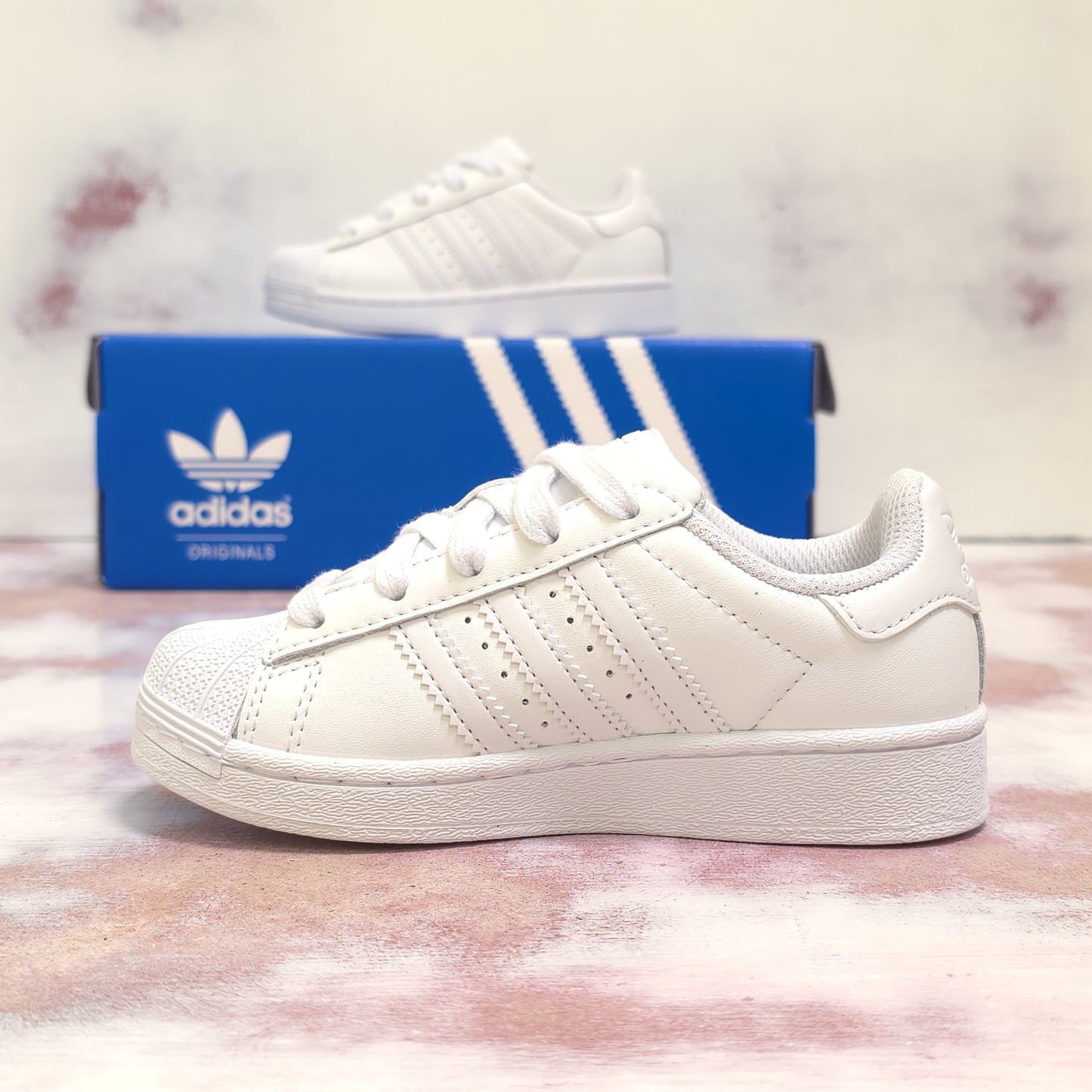 ADDS CONCHA SUPERSTAR ALL WHITE KIDS