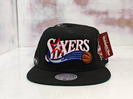 Mitchll & Nss Philadelphia 76ers "Side Jam" snapback hat featuring Allen Iverson