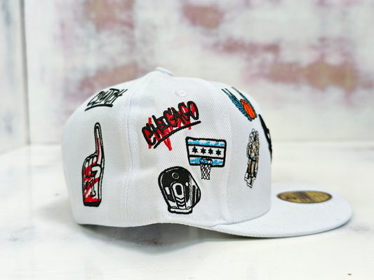 Chicago Bulls Hand Drawn White Snapback