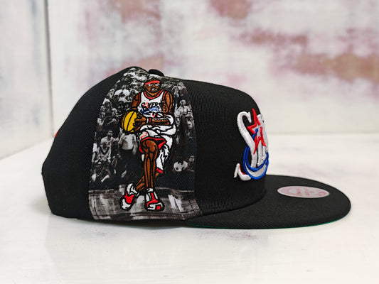 Mitchll & Nss Philadelphia 76ers "Side Jam" snapback hat featuring Allen Iverson