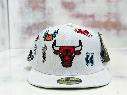 Chicago Bulls Hand Drawn White Snapback